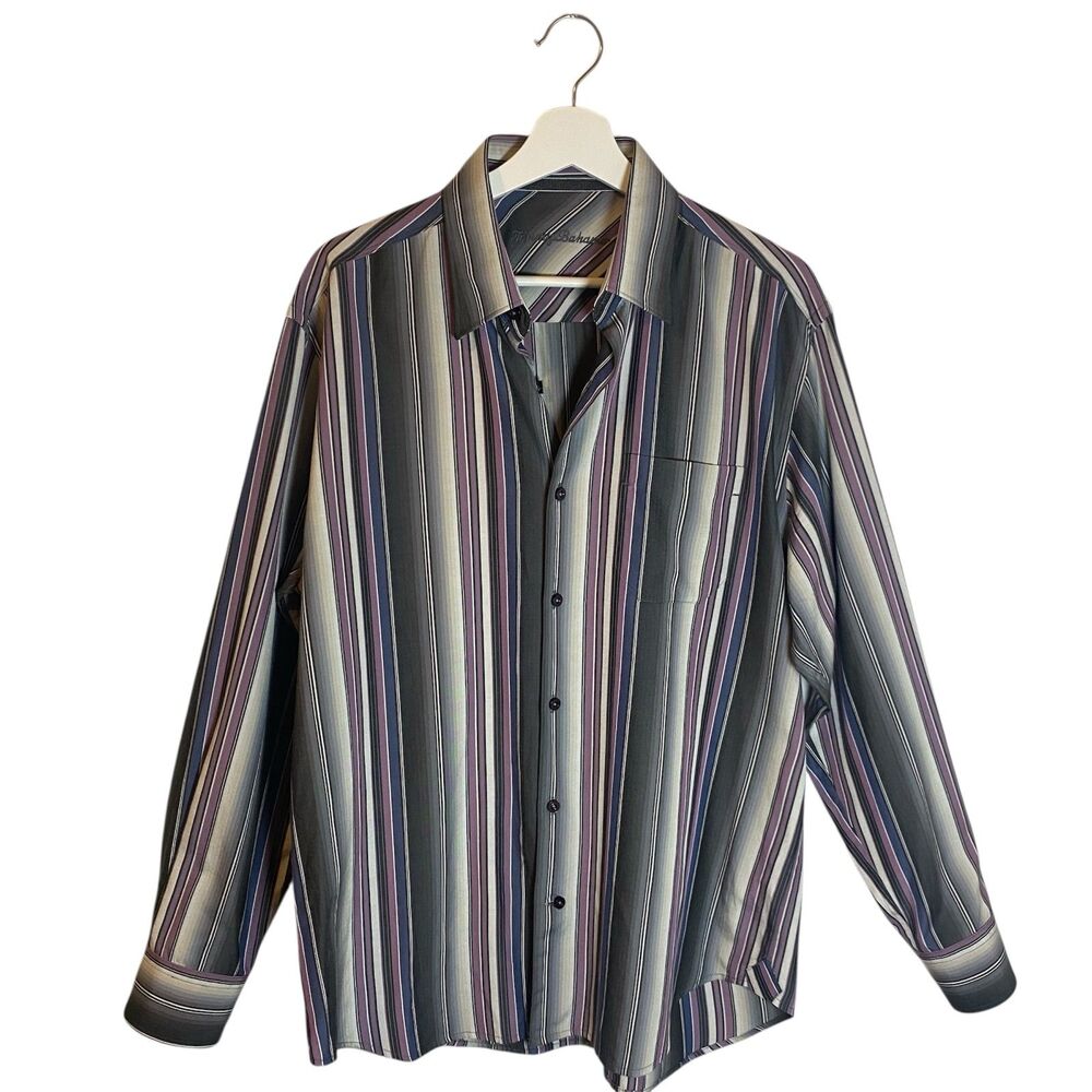 Tommy Bahama Silk Blend Shirt Men Sz M Striped Long Sleeve Button Down Preppy